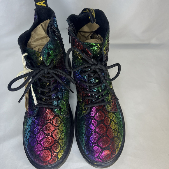 Dr. Martens 1460 Pascal Boots Women's 5 Rainbow Metallic Suede Combat Goth - Picture 3 of 13